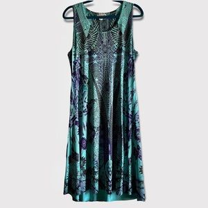 World Unity/Apt 9 Embellished Shift Dress, Tribal Blue Hued Print, Never Worn